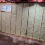 Basement Wall Insulated with Spray Foam